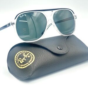 Ray-Ban Clear Frame Sunglasses with Green Lenses